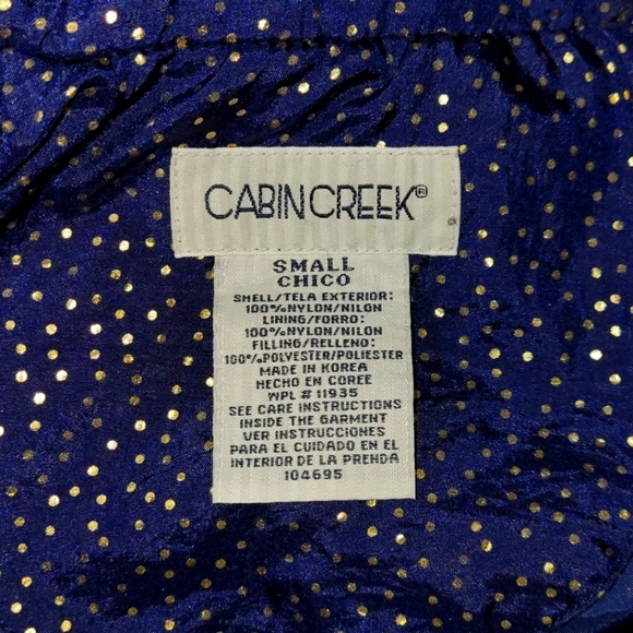 Vintage Cabin Creek Navy Blue and Gold Mock Neck Full Zip windbreaker jacket - Picture 4 of 12